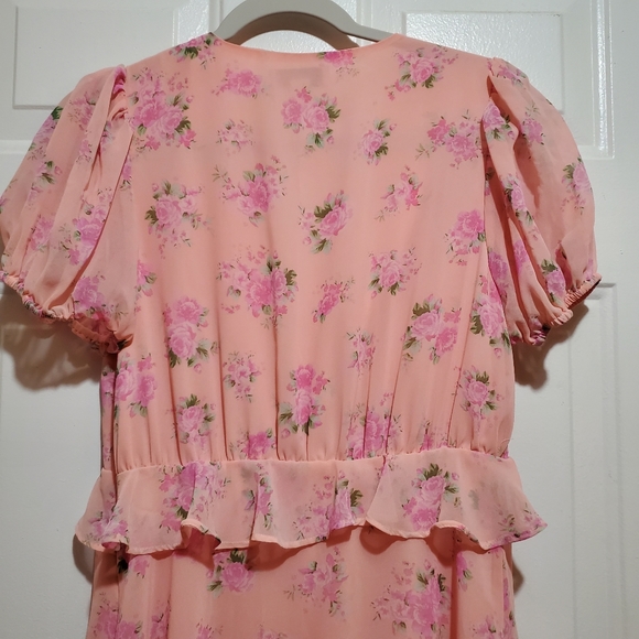 LoveShackFancy Pink Floral Ruffle Midi Dress Size 8 - Picture 10 of 12
